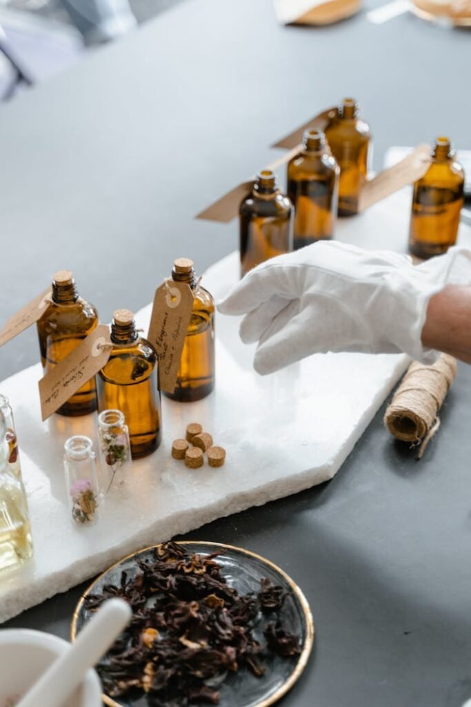 Clear Glass Bottles on White Table